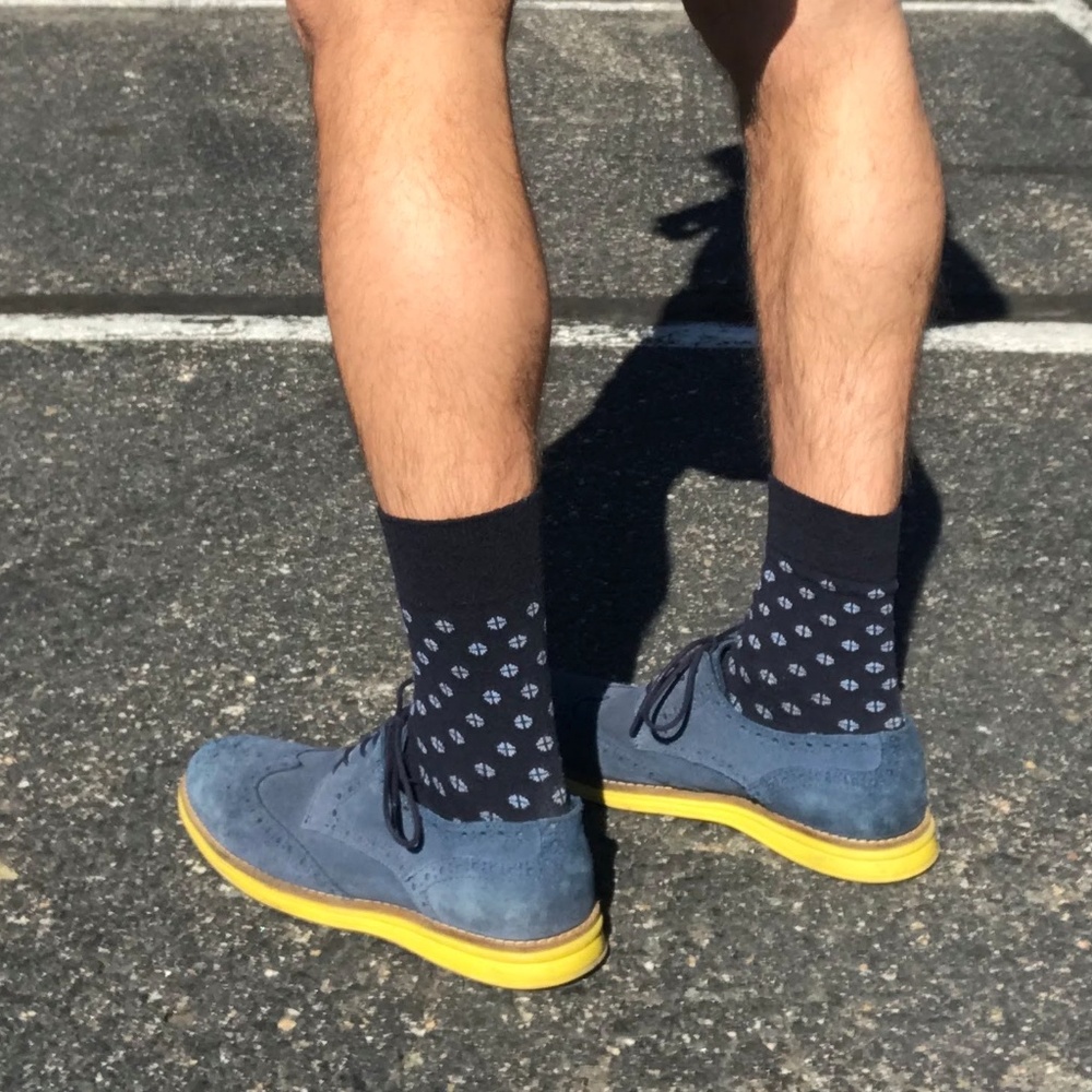 Aldo Blue and Yellow Suede Wingtips - Picture 3 of 7